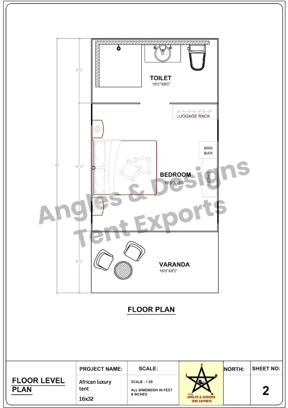 12x24 Tent Floor Level Plan